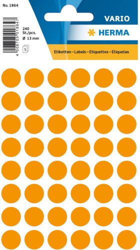 HERMA Etiketten rund 13mm 1864 leuchtorange 240 St&uuml;ck