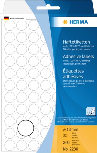 HERMA Etiketten rund 13mm 2230 weiss 2464 St&uuml;ck
