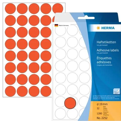 HERMA Etiketten rund 19mm 2252 rot 1280 St&uuml;ck