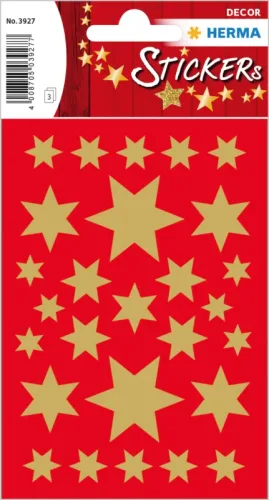 HERMA Sticker Sterne 3927 gold 81 St&uuml;ck/3 Blatt