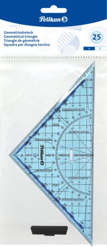PELIKAN Geometrie-Dreieck 22cm 137471 transp. blau, Griff abnehmbar