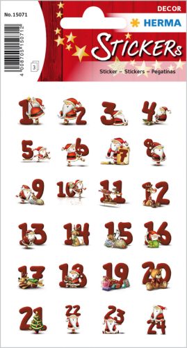 HERMA Sticker Adventskalender 15071 rot 72 St&uuml;ck/3 Blatt