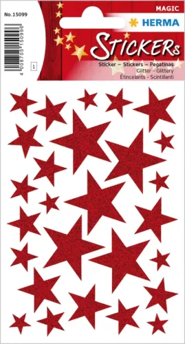 HERMA Sticker Sterne 15099 rot 27 St&uuml;ck /1 Blatt