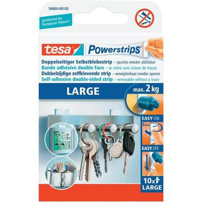 TESA Powerstrips Large 10 St&uuml;ck 580000010 abl&ouml;sbar, Belastbarkeit 2kg