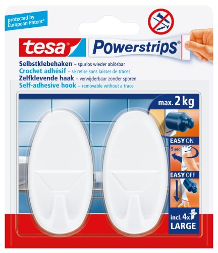 TESA Powerstrips Haken 580130004 weiss, 2 St&uuml;ck