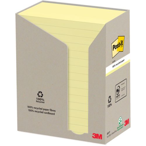 POST-IT Haftnotizen Recycling 127x76mm 655-1T gelb, 16x100 Blatt