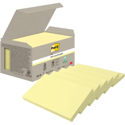 POST-IT Haftnotizen Recycling 126x76mm 655-1B gelb 6x100 Blatt