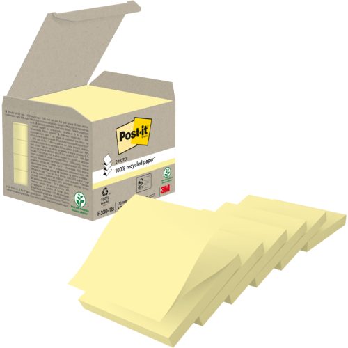 POST-IT Recycling Z-Notes 76x76mm R330-1B pastellgelb 6 St&uuml;ck