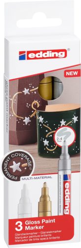 EDDING Paintmarker 750 2-4mm 750-E3-met gold/silver/white 3 St&uuml;ck