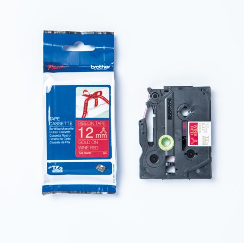 PTOUCH Band, laminiert gold/rot TZe-RW34 PT-DV600VP 12 mm