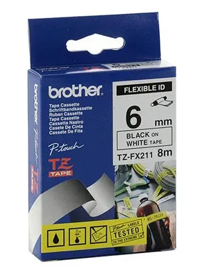 PTOUCH, PTOUCH Flexitape lamin. schwarz/weiss TZe-FX211 zu PT-550 6 mm