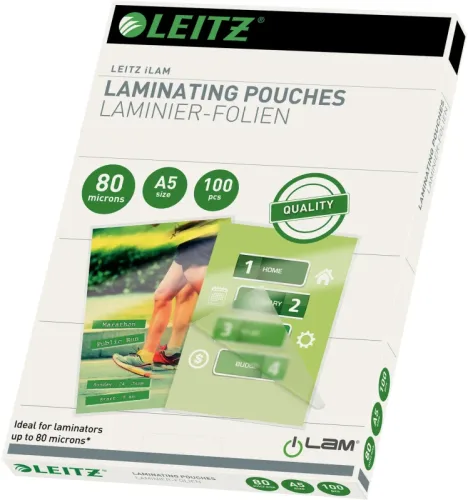 LEITZ Laminiertasche A5 33817 glanz, 80my 100 Stk