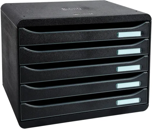 BIELLA Schubladenbox quer BIGBOX A4+ 030871402BID schwarz, 5 Schubladen