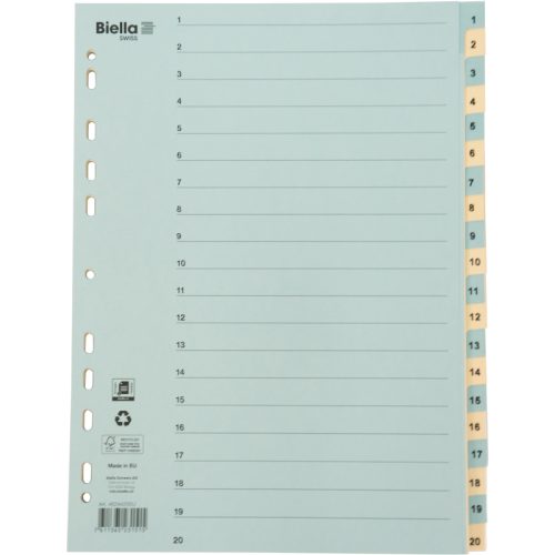 BIELLA Register Karton farbig A4 462442.00 1-20