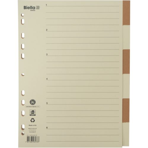 BIELLA Register Karton braun A4 46444600 6-teilig