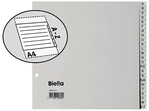 BIELLA Register PP grau A4 19642400 24-teilig a-z teildeckend