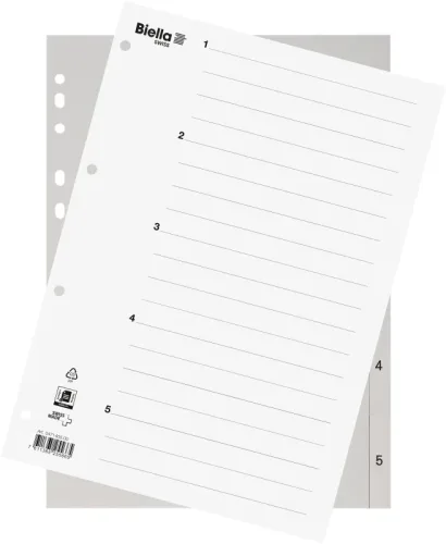 BIELLA Register PP grau A4 471405.00 1-5, Vollformat