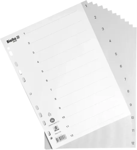 BIELLA Register PP grau A4 471412.00 12-teilig, Index, 4-Loch