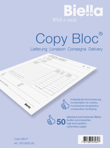 BIELLA Liefers. COPY-BLOC D/F/I/E A6 512625.00 selbstdurchschreib. 50x2 Blatt