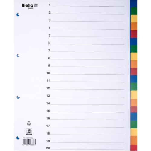 BIELLA Register PP farbig A4 479020.00 20-teilig, blanko, &uuml;berbreit