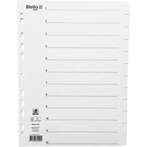 BIELLA Register Karton weiss A4 46541201 12-teilig, blanko
