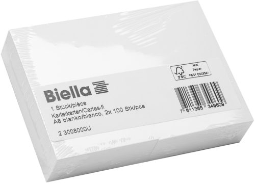 BIELLA Karteikarten blanko A8 230080.00 weiss, 74x53mm 200 Stk.