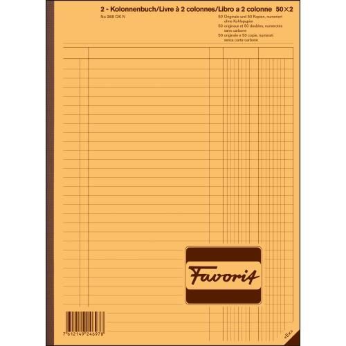 FAVORIT Durchschreibebuch 2 Kolonnen 368 OK N weiss/weiss, nummeriert,D/F/I