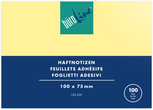 B&Uuml;ROLINE Haftnotizen 100x75mm 133031 gelb 100 Blatt
