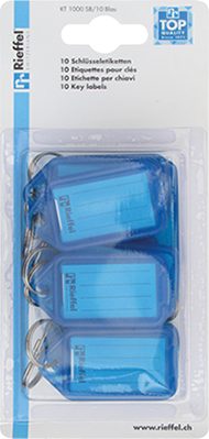RIEFFEL Schl&uuml;sseletiketten 38x22mm KT1000SB1 blau 10 St&uuml;ck