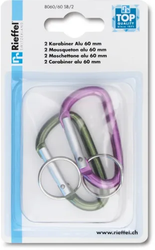 RIEFFEL Schl&uuml;ssel-Karabiner 8060/60 SB/2 60mm 2 St&uuml;ck