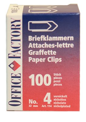 SMART OFFICE B&uuml;roklammern Gr.4 114 vernickelt, 32mm 100 Stk.