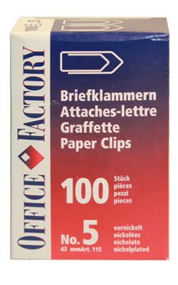 SMART OFFICE B&uuml;roklammern Gr.5 115 vernickelt, 43mm 100 Stk.