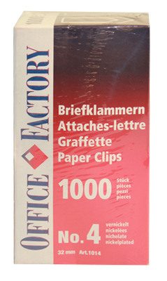 SMART OFFICE B&uuml;roklammern Gr.4 1014 vernickelt, 32mm 1000 Stk.
