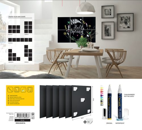SECURIT Kreidetafel XXL FB-XXL 6 St&uuml;ck 40x40x0.2cm