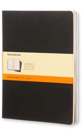 MOLESKINE Notizheft Cahier XL 25x19cm 705014 liniert, schwarz 3 St&uuml;ck