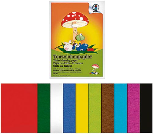 URSUS Tonzeichenpapier A4 2134699 130g. 10 Farben ass. 20 Blatt