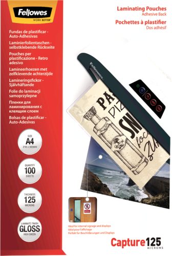 FELLOWES Laminierfolien Capture125g A4 5328901 kleb. 100 St&uuml;ck