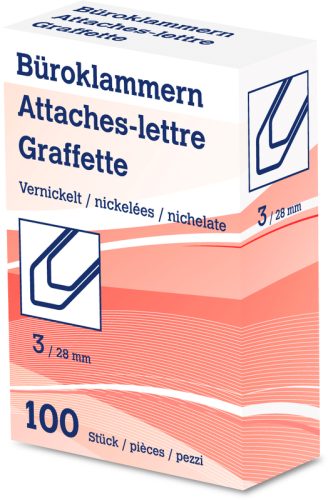NEUTRAL B&uuml;roklammern Nr. 3 6204 28mm vernickelt 100 Stk.