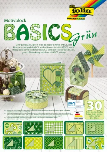 FOLIA Motivblock Basic 46549 gr&uuml;n, 30 Blatt