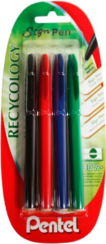 PENTEL Brush Sign Pen S520 XS524 ass., 4 St&uuml;ck