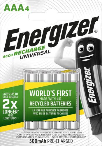 ENERGIZER Batterie Akku E301375702 AAA/HR03, 500mAh, 4 St&uuml;ck