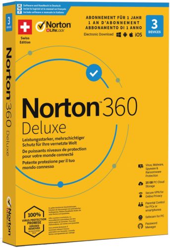 Symantec - Norton 360 Deluxe 25GB 3 Devices, Antivirus