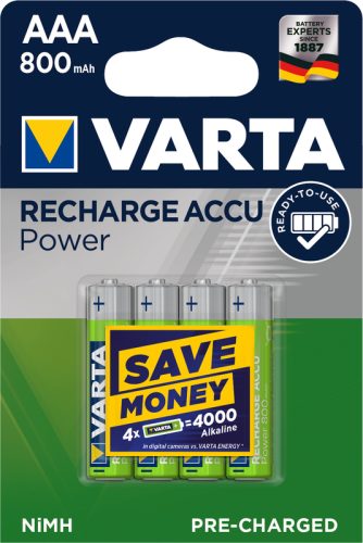 VARTA Batterie Akku 56703101404 AAA/HR03, 800 mAh, 4 St&uuml;ck