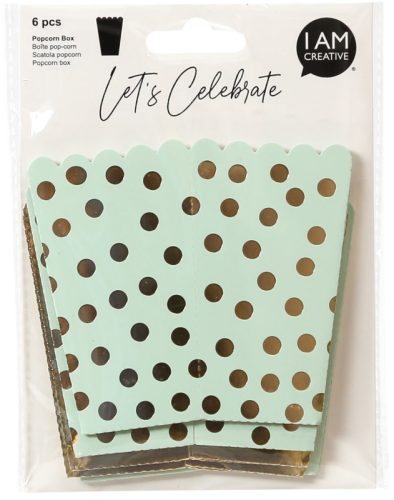 I AM CREATIVE Popcorn Box, mint, gold,10cm 6010.929 6 St&uuml;ck