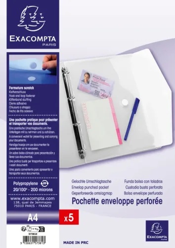 EXACOMPTA Dokumententasche A4 57381E PP, gelocht, 140my