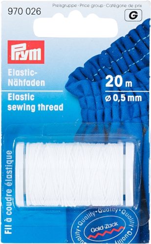 Prym Elastic-N&auml;hfaden, weiss 0.5 mm, Karte 20 m