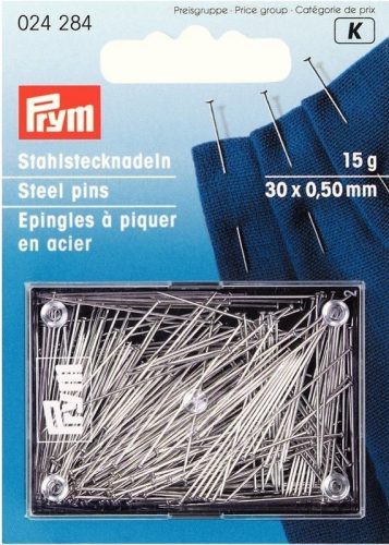 Prym Stecknadeln, silber 0.50 x 30 mm, Karte 15 g, Stahl