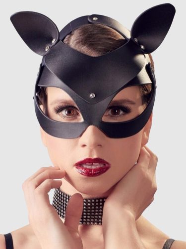Bad-Kitty - Black Cat Augenmaske - Schwarz - Leder