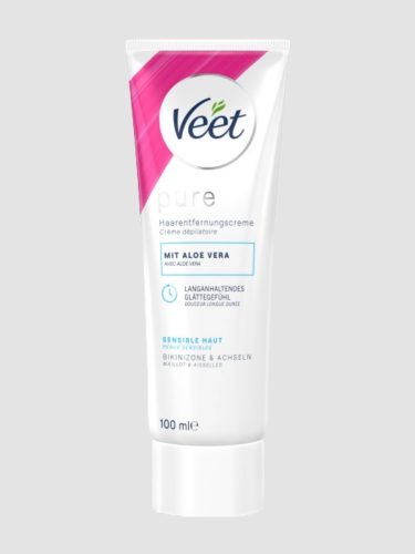 Veet - Pure Haarentfernungscreme für Bikinizone & Achseln für sensible Haut mit Aloe Vera - 100ml