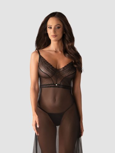 Estiqua long nightdress black - Black - XS/S, XS/S - Amorana